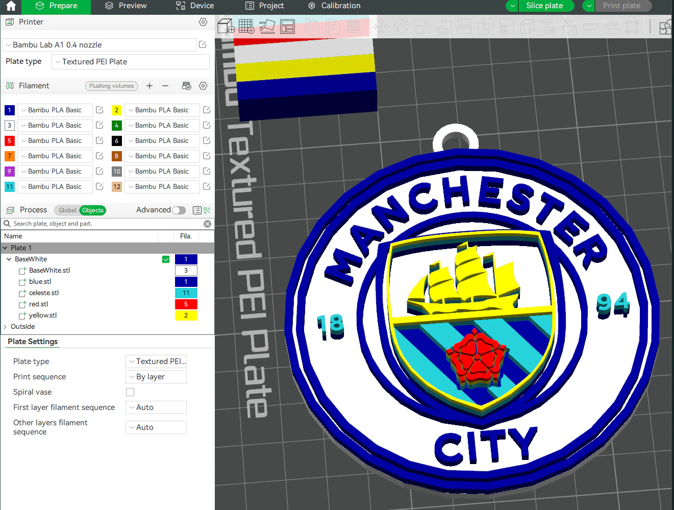 Premier League Manchester City keychain badge printable and renderable 3D Print Model .c4d .max .obj .3ds .fbx .stl .blend 