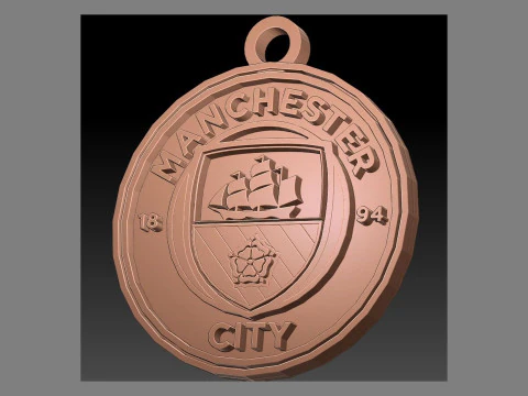 Premier League Manchester City keychain badge printable and renderable 3D Print Model