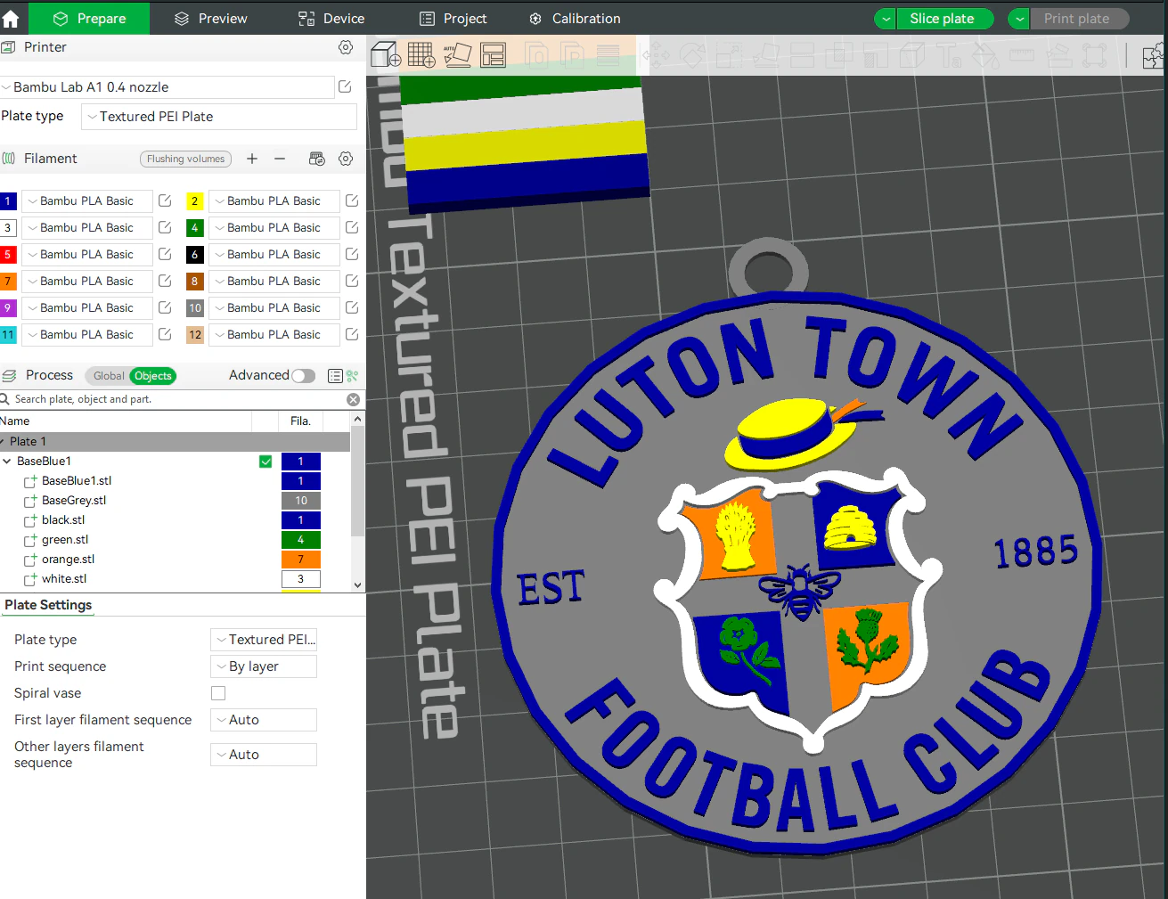 Premier League Luton Town keychain badge printable and renderable 3D Print Model .c4d .max .obj .3ds .fbx .stl .blend 