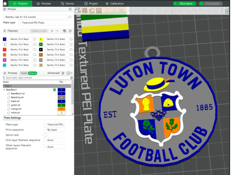 Premier League Luton Town 키체인 배지 인쇄 및 렌더링 가능 3D 프린트 모델