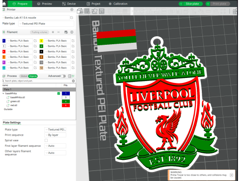Premier League Liverpool keychain badge printable and renderable 3D Print Model