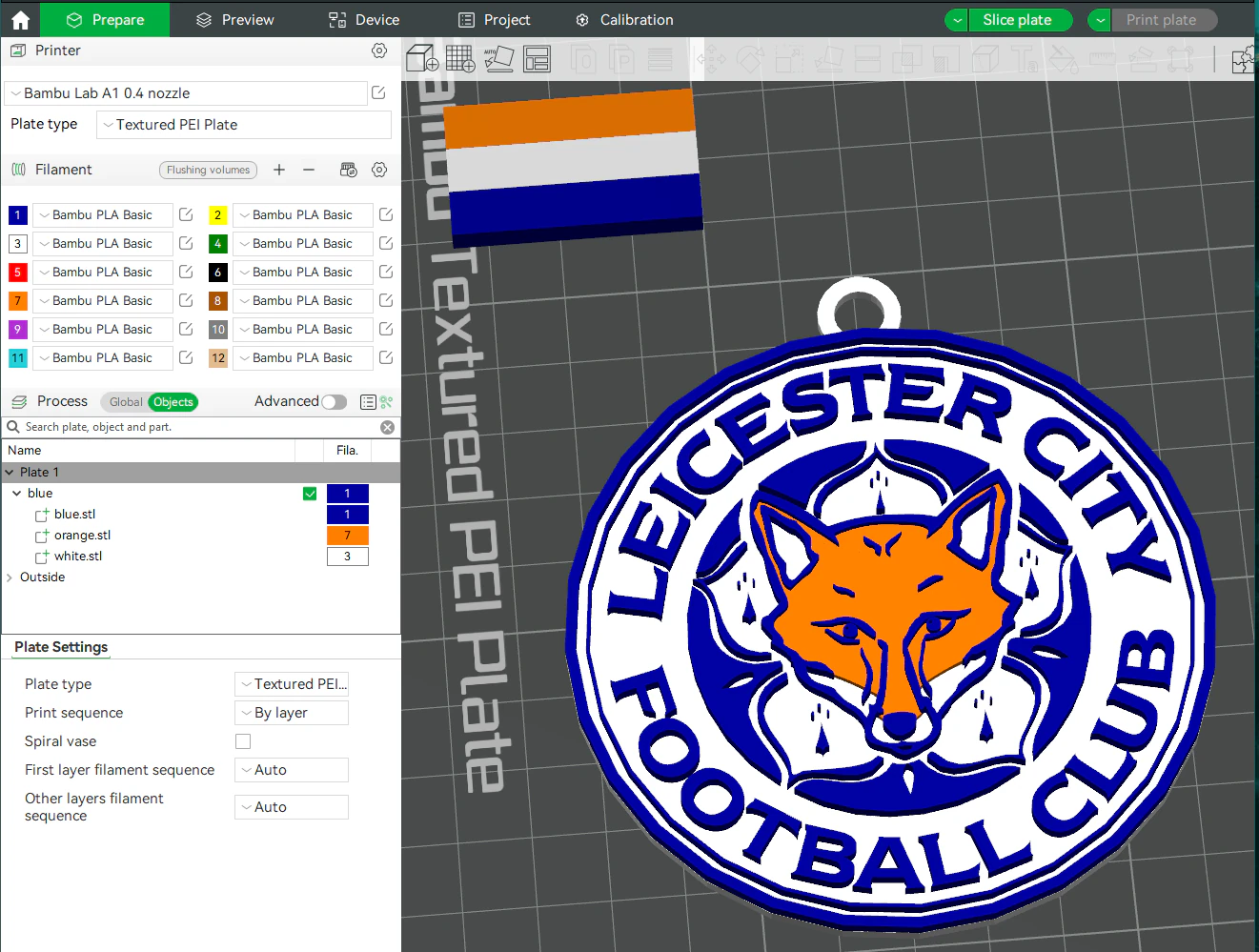 Premier League Leicester City keychain badge printable and renderable 3D Print Model .c4d .max .obj .3ds .fbx .stl .blend