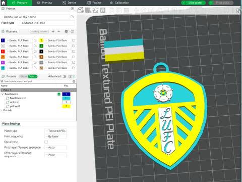 Premier League Leeds United keychain badge printable and renderable 3D Принт Модель