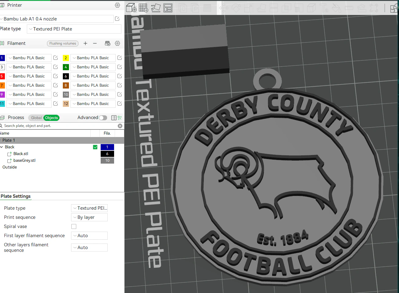 Premier League Derby County FC keychain badge printable and renderable 3D Print Model .c4d .max .obj .3ds .fbx .stl .blend 