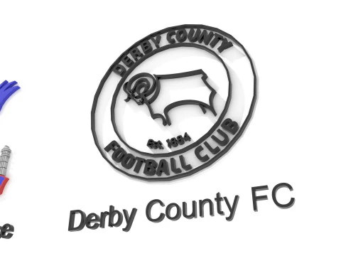 Premier League Derby County FC keychain badge printable and renderable 3D Print Model