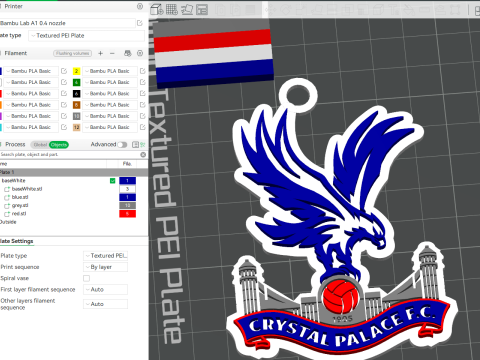 Premier League Crystal Palace keychain badge printable and renderable 3D Print Model