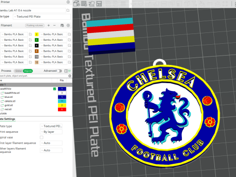 Premier League Chelsea keychain badge printable and renderable 3D-Druckmodell
