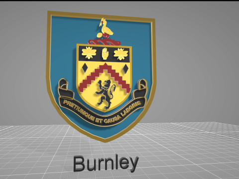 Premier League Burnley keychain badge printable and renderable 3D-printmodel