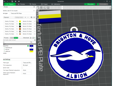 Premier League BrightonHove Albion keychain badge printable and renderable 3D Print Model