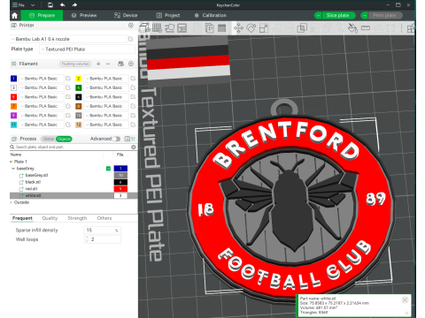 Premier League Brentford keychain badge printable and renderable 3D Baskı Modeli