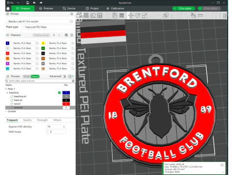프리미어 리그 브렌트포드 키체인 배지 인쇄 및 렌더링 가능 3D 프린트 모델