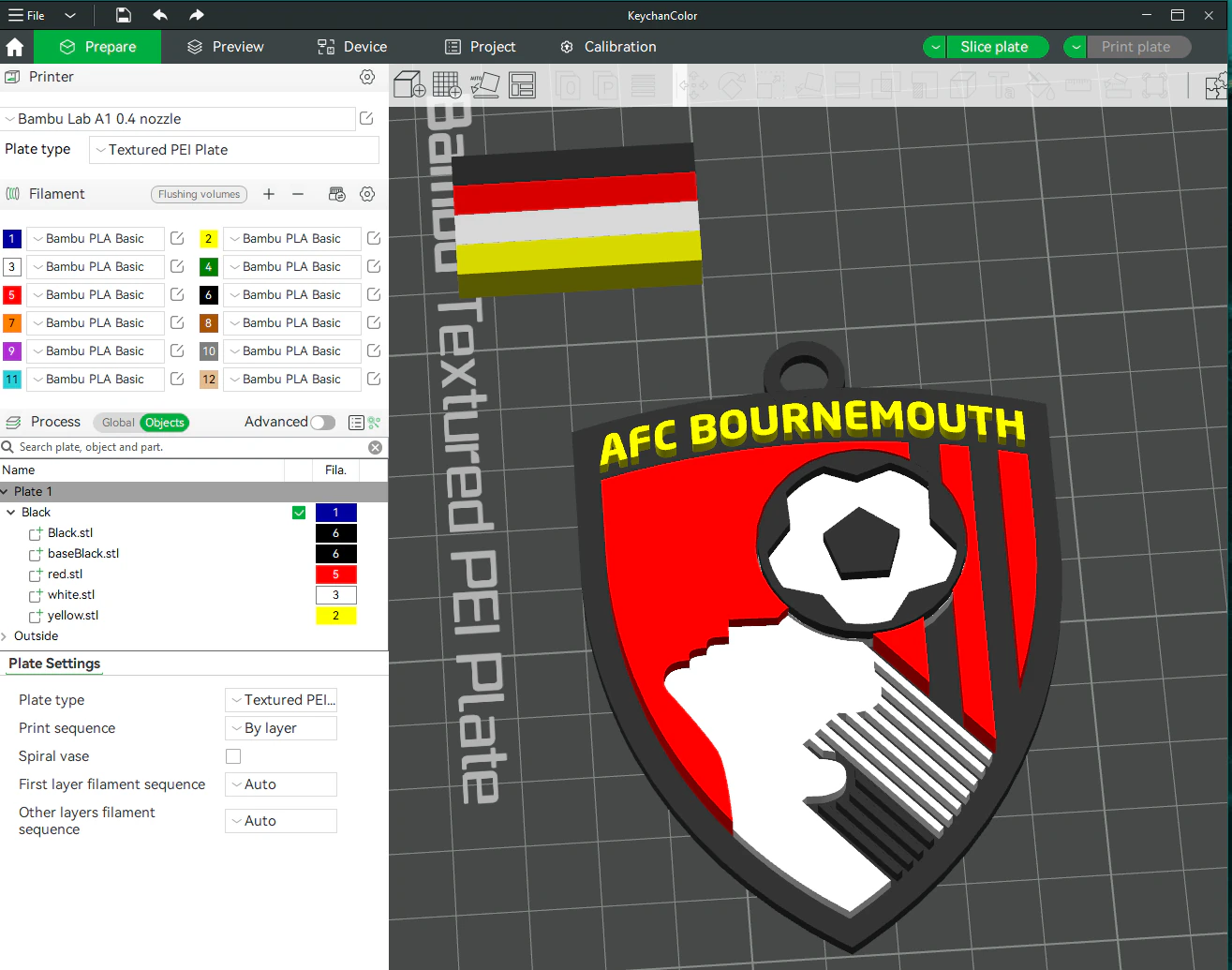 Premier League Bournemouth FC keychain badge printable and renderable 3D Print Model .c4d .max .obj .3ds .fbx .stl .blend