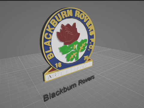 Premier League Blackburn Rovers keychain badge printable and renderable Modelo de Impressão 3D