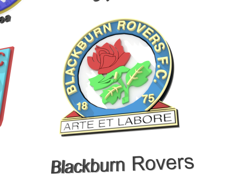 Premier League Blackburn Rovers keychain badge printable and renderable Modelo de Impressão 3D