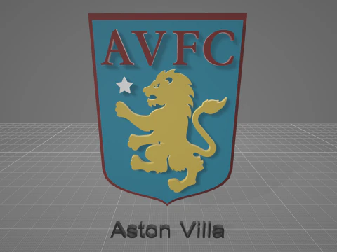 Premier League Aston Villa keychain badge printable and renderable 3D Print Model