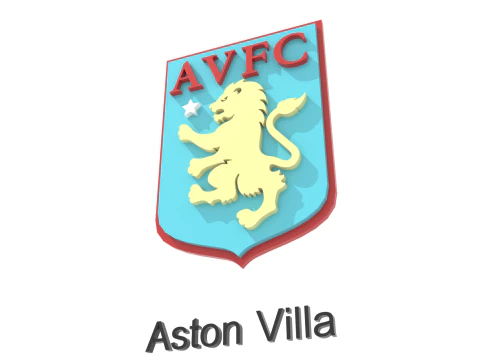 Premier League Aston Villa keychain badge printable and renderable 3D Print Model