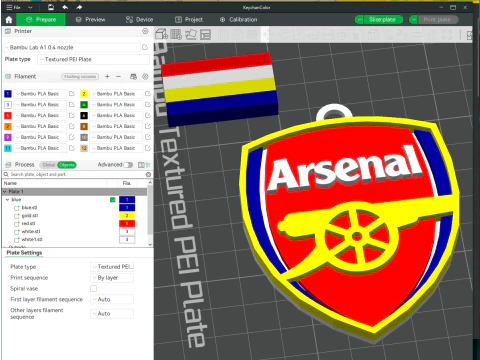 Premier League Arsenal 키체인 배지 인쇄 및 렌더링 가능 3D 프린트 모델