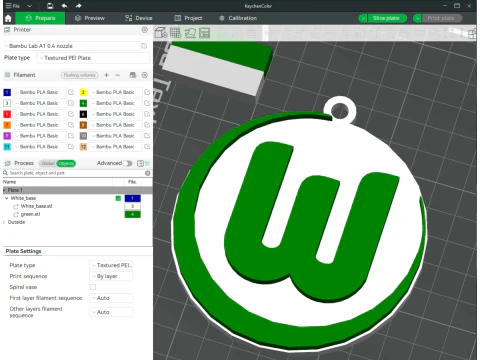 Scudo portachiavi della Bundesliga Wolfsburg Modello di stampa 3D