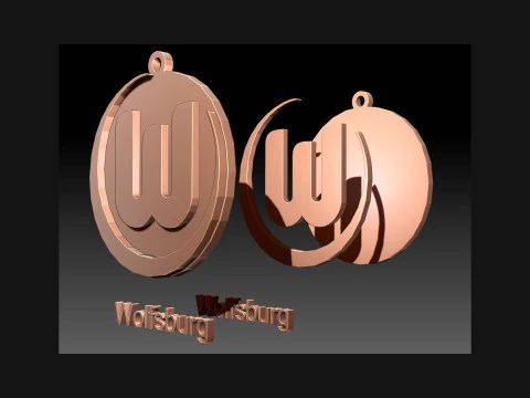 Bundesliga Wolfsburg keychain badge shield 3D Print Model