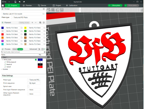 Bundesliga Stuttgart keychain badge shield Modèles 3D en vedette