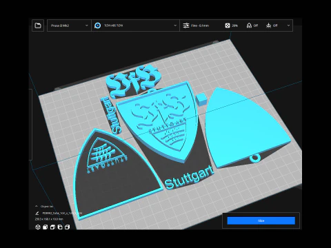 Bundesliga Stuttgart keychain badge shield 3D Print Model