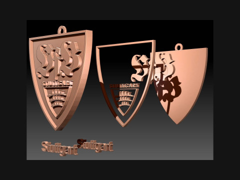 Bundesliga Stuttgart keychain badge shield 3D 프린트 모델