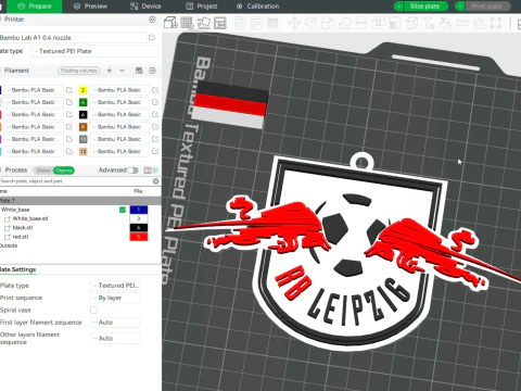 Scudetto portachiavi della Bundesliga RB Lipsia Modello di stampa 3D