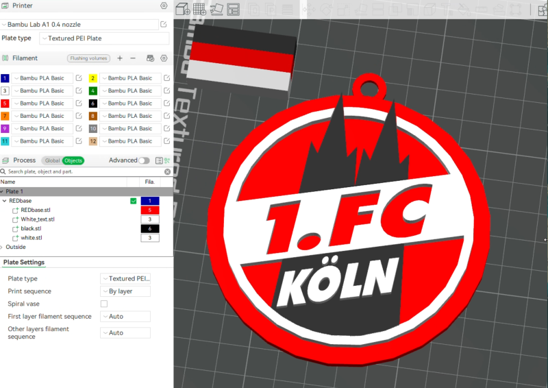 Bundesliga Kln keychain badge shield 3D-printmodel .c4d .max .obj .3ds .fbx .stl .blend