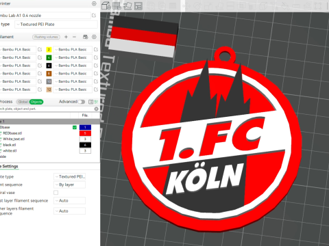 Bundesliga Kln keychain badge shield Modèles 3D en vedette