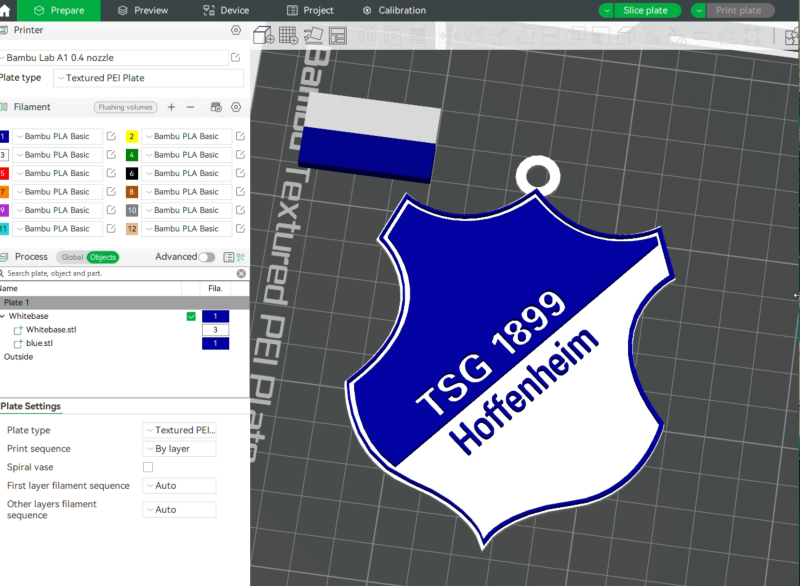 Bundesliga Hoffenheim 1899 keychain badge shield 3D Принт Модель .c4d .max .obj .3ds .fbx .stl .blend