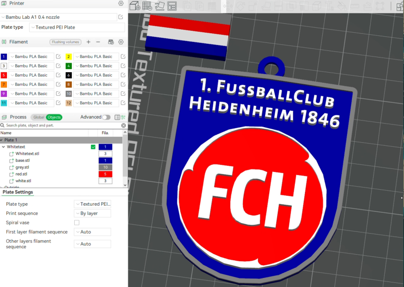 Bundesliga Heidenheim keychain badge shield Modelo de Impressão 3D .c4d .max .obj .3ds .fbx .stl .blend
