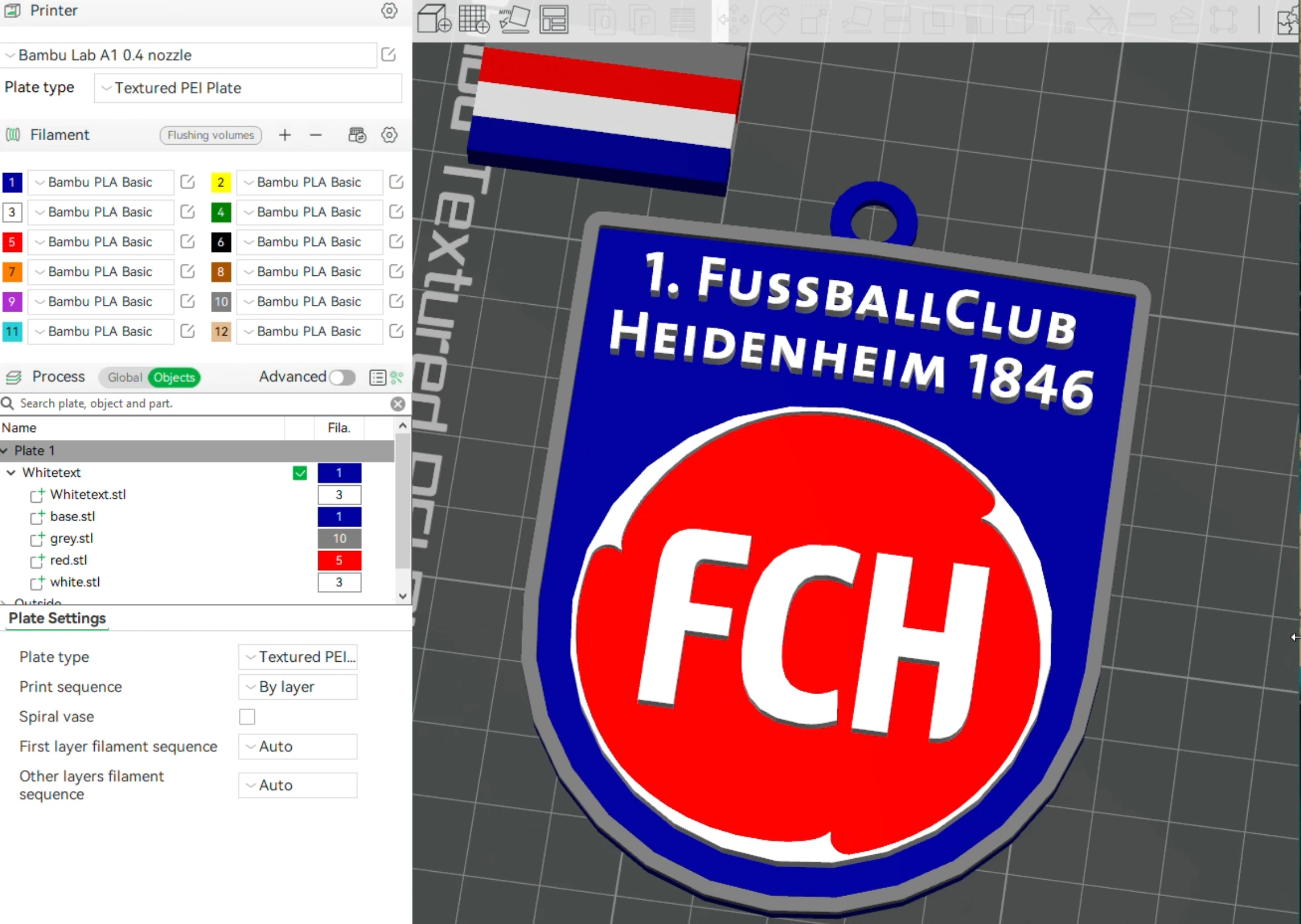 Bundesliga Heidenheim keychain badge shield 3D Print Model .c4d .max .obj .3ds .fbx .stl .blend