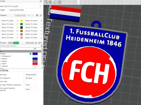 Bundesliga Heidenheim keychain badge shield Modèles 3D en vedette