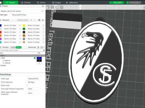 Bundesliga Freiburg keychain badge shield Modèles 3D en vedette