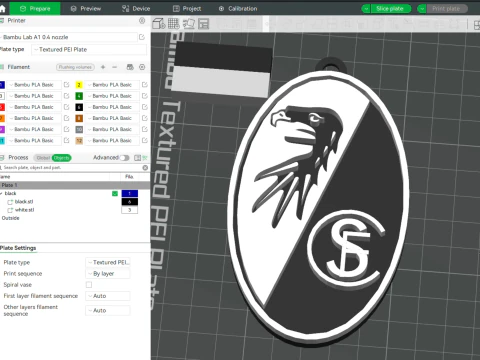 Scudo portachiavi della Bundesliga Friburgo Modello di stampa 3D