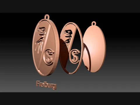 Bundesliga Freiburg keychain badge shield 3D Print Model