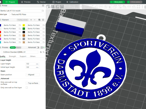 Bundesliga Darmstadt 98 keychain badge shield 3D Print Model