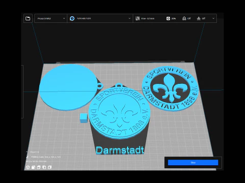 Bundesliga Darmstadt 98 keychain badge shield 3D Print Model