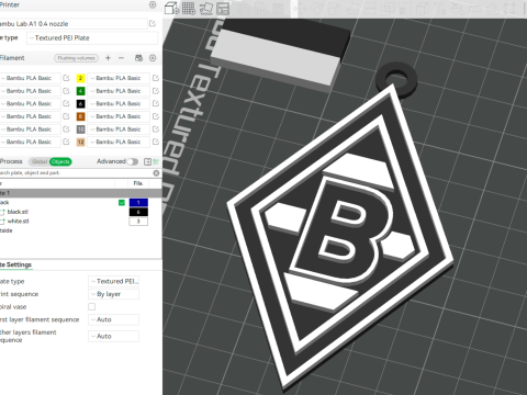 Bundesliga Borussia Monchengladbach keychain badge shield 3D Print Model