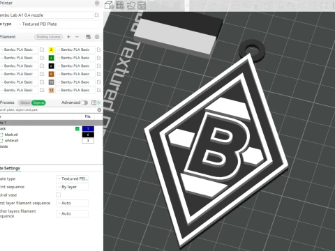 Scudo portachiavi Bundesliga Borussia Monchengladbach Modello di stampa 3D