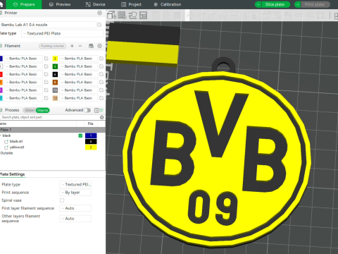 Bundesliga Borussia Dortmund keychain badge shield 3D Print Model