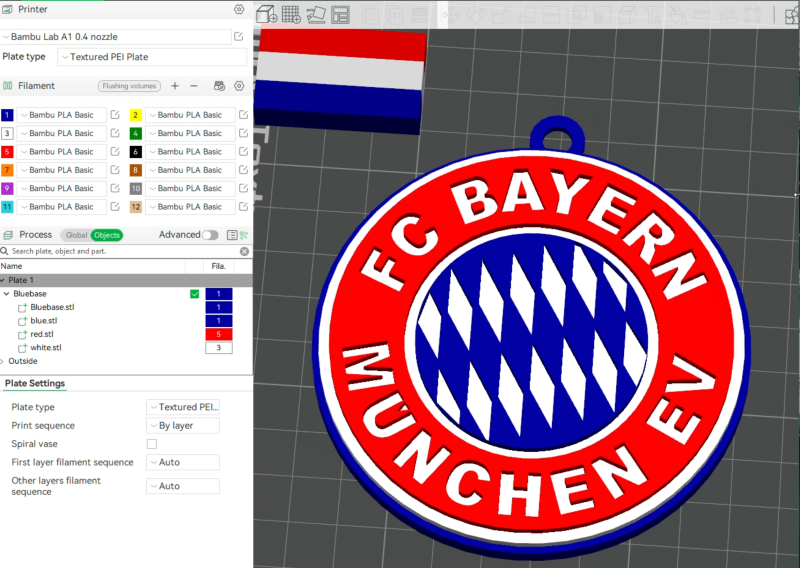 Bundesliga Bayern Munich keychain badge shield 3D Print Model .c4d .max .obj .3ds .fbx .stl .blend