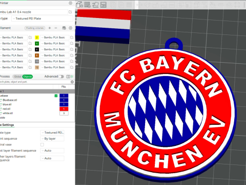 Bundesliga Bayern Munich keychain badge shield Modello di stampa 3D