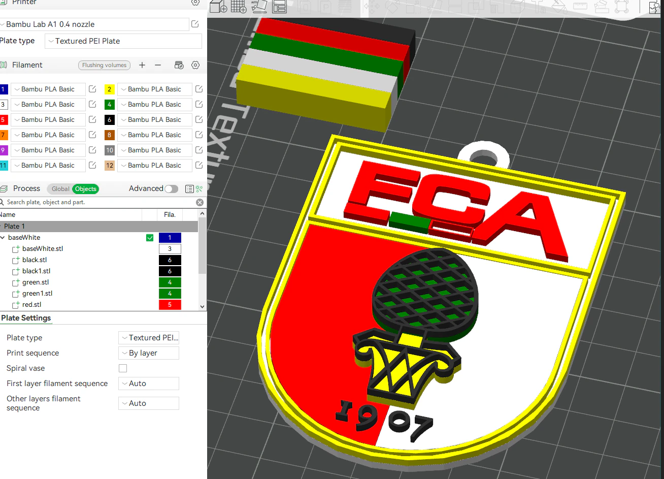 Bundesliga Augsburg keychain badge shield 3D Print Model .c4d .max .obj .3ds .fbx .stl .blend 