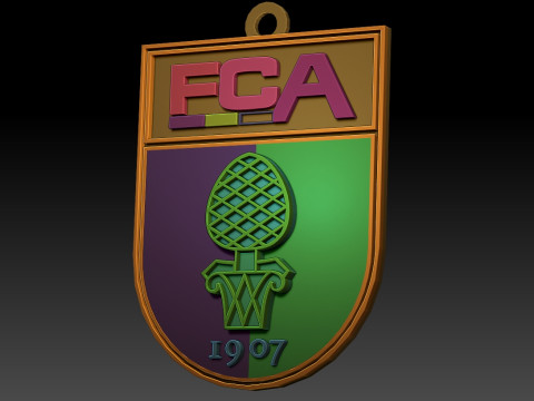 Bundesliga Augsburg keychain badge shield 3D 打印模型