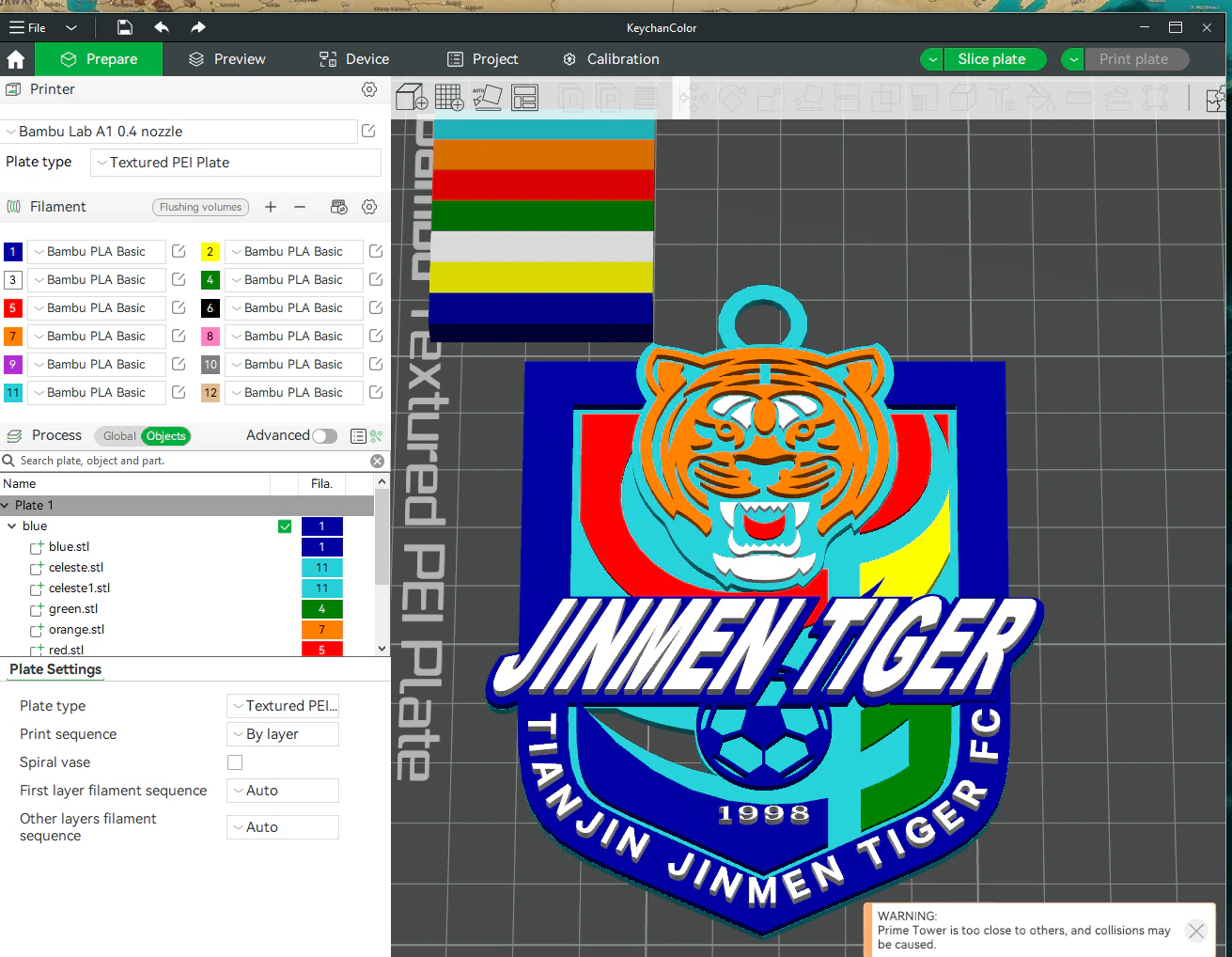CSL Tianjin Jinmen Tiger Keychain Shield color printable 3D Print Model .c4d .max .obj .3ds .fbx .stl .blend