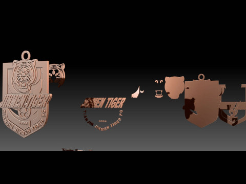 CSL Tianjin Jinmen Tiger Keychain Shield color printable Model Cetak 3D
