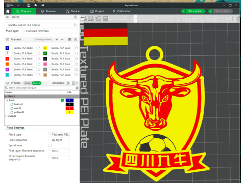 CSL Sichuan Jiuniu Keychain Shield color printable 3D Print Model