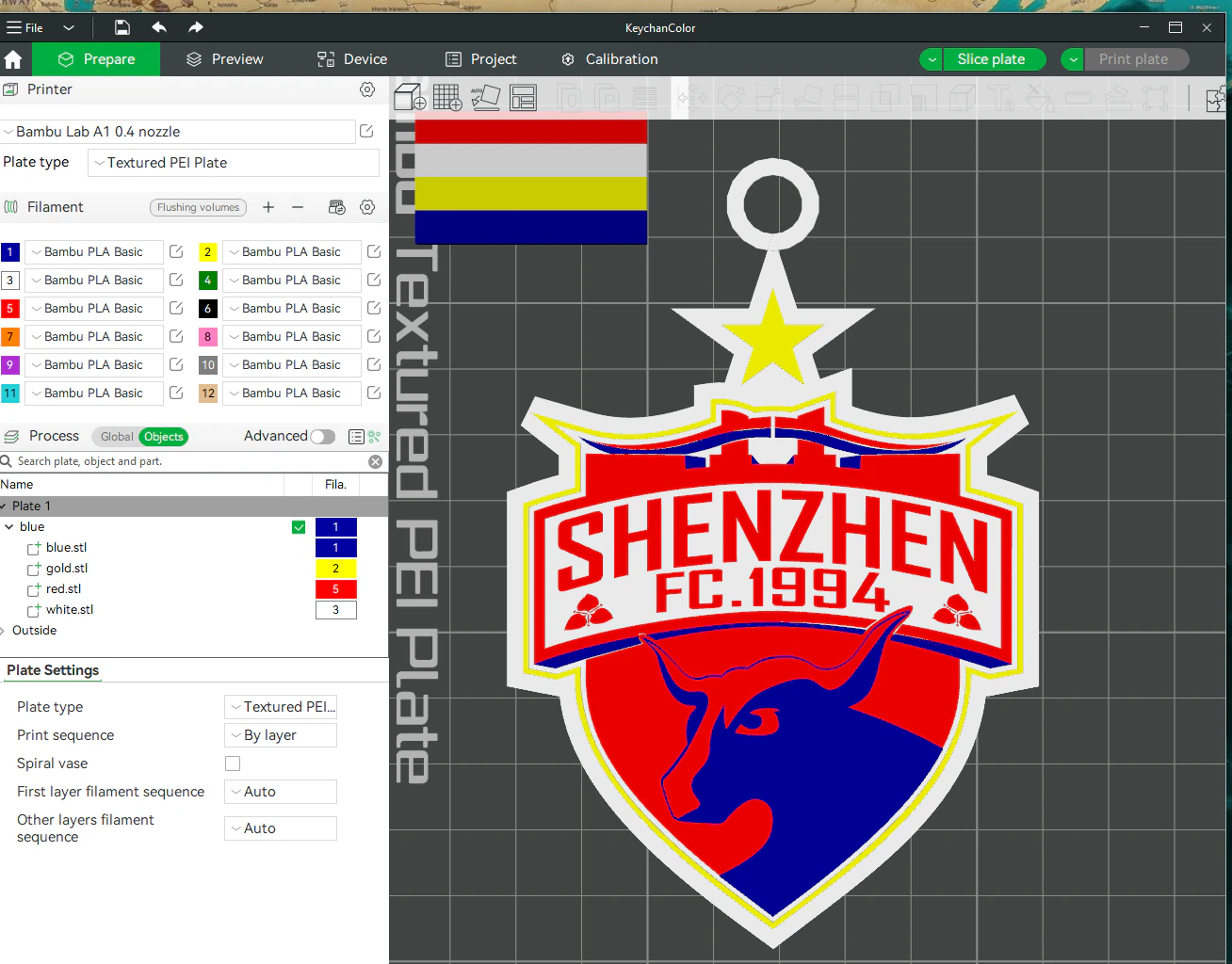 CSL Shenzhen fc Keychain Shield cor para impress&atilde;o Modelo de Impressão 3D .c4d .max .obj .3ds .fbx .stl .blend 