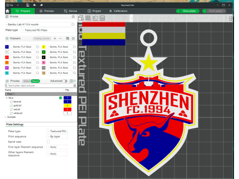 CSL Shenzhen fc Keychain Shield color printable 3D Print Model